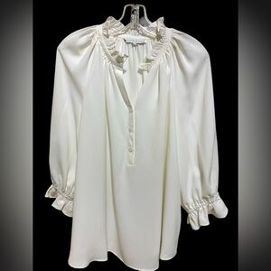 Preston & York White Peasant Blouse Sz M